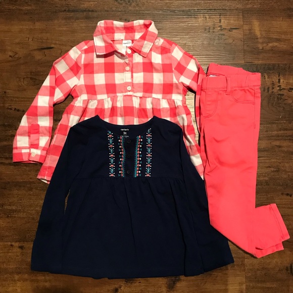 Carter's Other - ⭐️3T 3pc Lot girl’s Tunics and Jeggings EUC